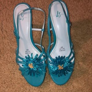 Turquoise Kitty Heels